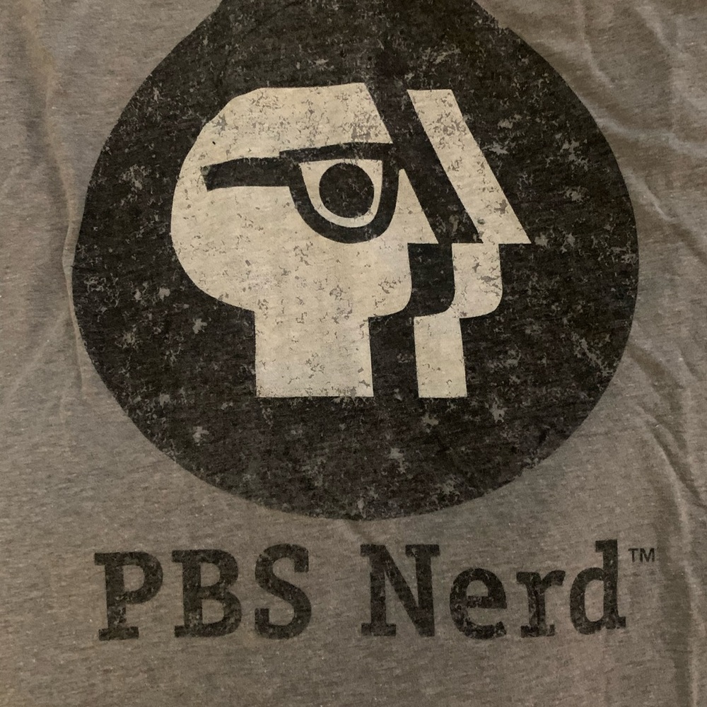 2XL grey gray PBS Nerd t-shirt 📺 🤓